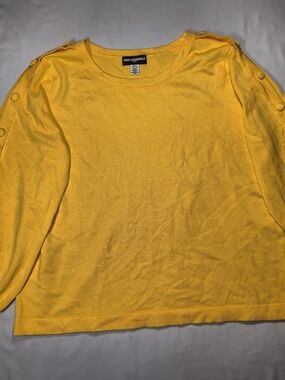 Karl Lagerfeld Bright Yellow Button-Accent Sweater